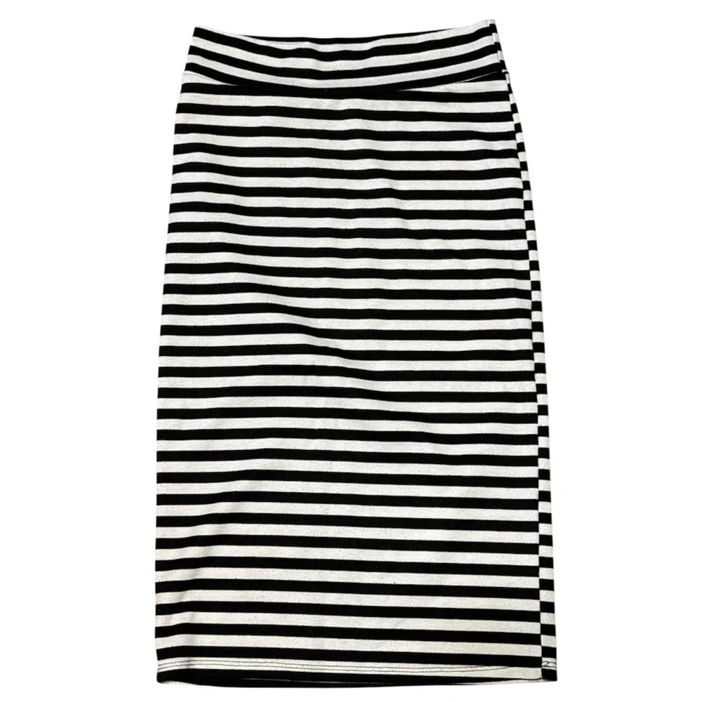 Ladies Women Black & White Striped Skirt Size Small